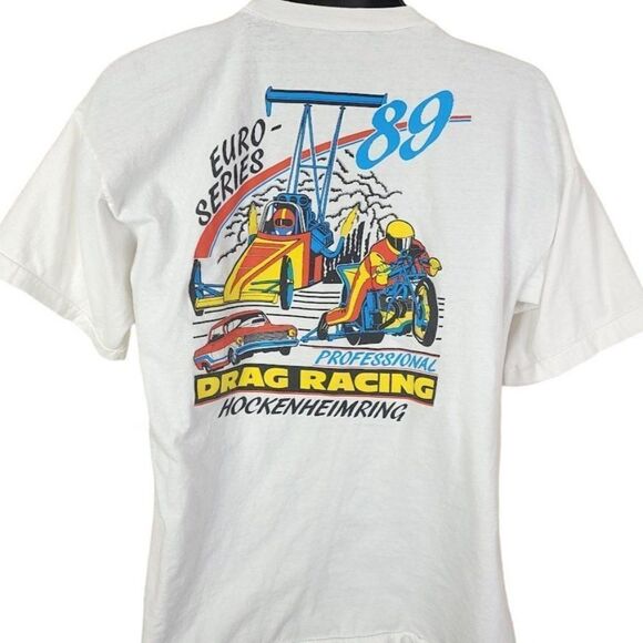 Drag Racing T Shirt Vintage 80s 1989 Euro Series Hockenheimring Mens Size Large - Picture 1 of 8